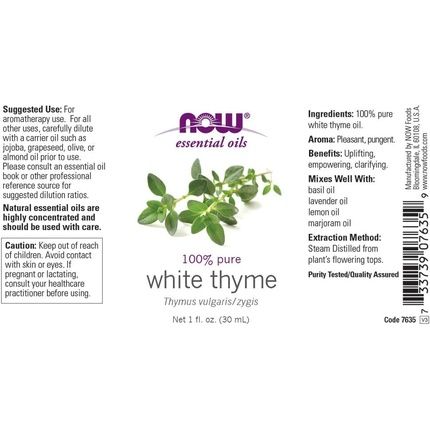 Now Foods White Thyme Essential Oil 30Ml