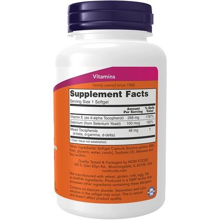 Now Foods E-400 Softgels 100 Count - Packaging May Vary