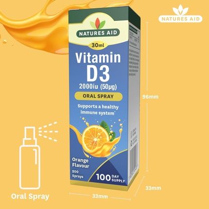 Natures Aid Vitamin D3 Daily Oral Spray 30Ml High Strength 2000Iu Supports Bones Teeth Healthy Immune System Vegetarian - Image 3