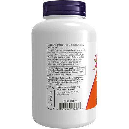 Now Supplements C-1000 & Zinc Immune Seasonal Support Formula 180 Count - Image 3