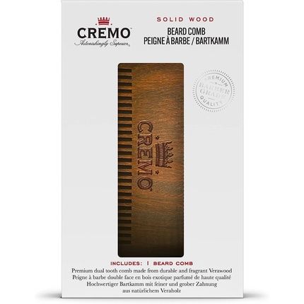 Cremo Premium Beard Comb For Men 100% Natural Wood With Woody Fragrance