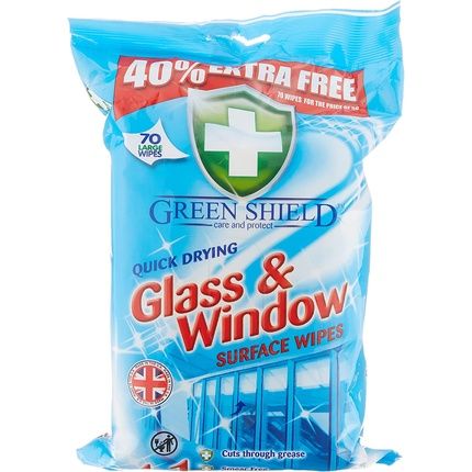 Green Shield Glass & Window Wipes 70 Pack