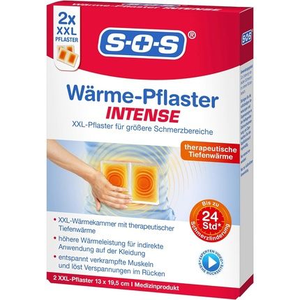Sos Intense Heat Plaster Extra Strong Xxl Heat Plaster Relieves Cramped Muscles And Back Tensions Back Pain 1X2 Heat Pads