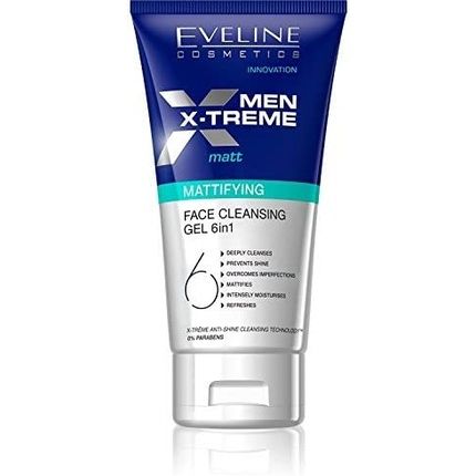 Eveline Men X-Treme 6-In-1 Facial Cleansing Gel Mattifying 150Ml