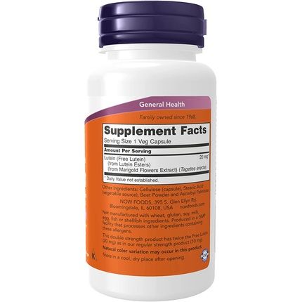 Now Supplements Lutein 20Mg With Free Lutein From Lutein Esters 90 Veg Capsules