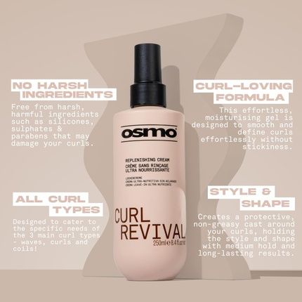Osmo Curl Revival Replenishing Cream 2-In-1 Leave-In Cream Hydrate & Restore