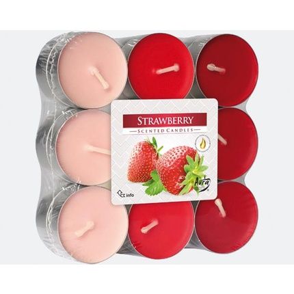 Aura Candles Tealights Fragranced 18S Strawberry In Block Pack