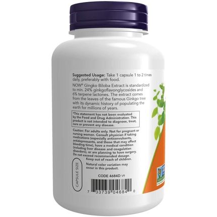 Now Foods Ginkgo Biloba 240Vcaps 60Mg - Image 3