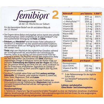 Femibion Natal 2 Pregnancy 28 Tablets + 28 Capsules For 4 Weeks Folic Acid