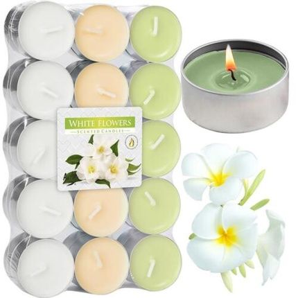 Scented Tealights 30 Set White Flower Scented Candles Tealights - Image 4