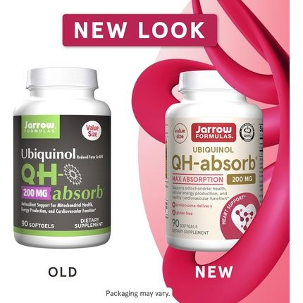 Jarrow Formulas Qh-Absorb 200Mg Active Antioxidant Co-Q10 Dietary Supplement Supports Mitochondrial Energy Production Cardiovascular Health 90 Softgels