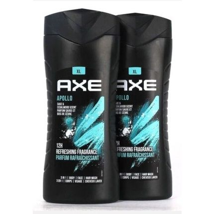 Axe Xl Apollo Sage & Cedarwood Scent 3-In-1 Body Face Hair Wash 13.5 Oz - Pack Of 2