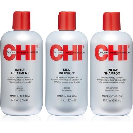 Chi Infra Trio Gift Set 355Ml Infra Shampoo + 355Ml Infra Treatment + 355Ml Silk Infusion