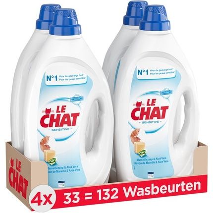 Le Chat Gel Sensitive Liquid Detergent Fresh Scent Value Pack Of 4 X 33 Washes