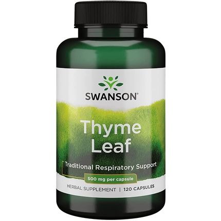 Swanson Thyme Leaf Herbal Supplement Supporting Respiratory System Health 120 Capsules 500Mg