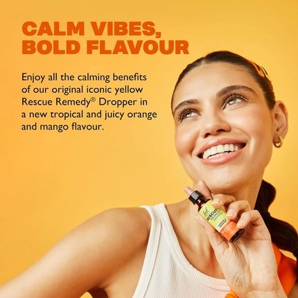 Rescue Remedy Dropper 20Ml Orange & Mango Comfort Reassurance Alcohol Free Natural Emotional Wellness Day Support Flower Essence Vegan Formula Travel Exams