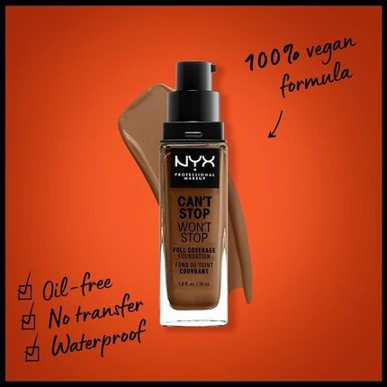 Nyx Can'T Stop Won'T Stop Full Coverage Foundation Sienna 30Ml