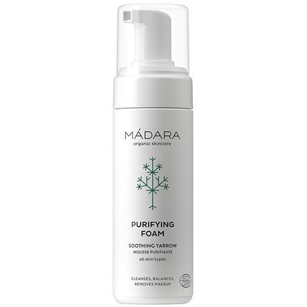Madara Organic Skincare Purifying Foam 150Ml With Northern Yarrow Extract Vegan Gentle Face Wash Cleanser Ecocert Certified Recyclable Packaging