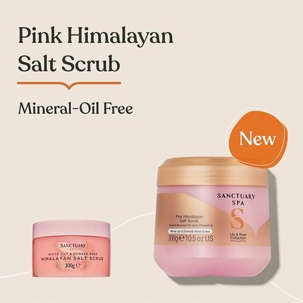 Sanctuary Spa Lily And Rose Salt Body Scrub Exfoliating Pink Himalayan Salt With Vitamin E And Almond Oil 300G