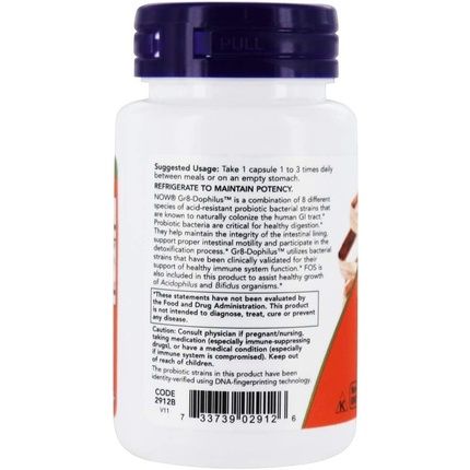 Now Foods Gr8-Dophilus Healthy Intestinal Flora 60 Vcaps - Image 3