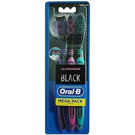 Oral-B Allrounder Black Medium Manual Toothbrushes 3 Count
