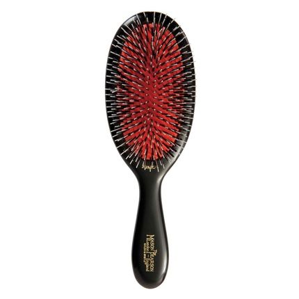 Mason Pearson Junior Bn2 Hairbrush With Pure Boar Bristles And White Nylon Pins 14 Rows