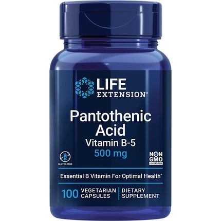 500Mg Pantothenic Acid Vegetarian Capsules 100 Count