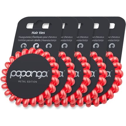 Papanga Metal Edition Spiral Hair Elastics Size Big, Colour: Metallic Coral