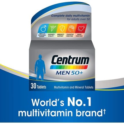 Centrum Men 50+ Multivitamin & Mineral Tablets With 24 Essential Nutrients Including Vitamin D 30 Tablets - Image 3