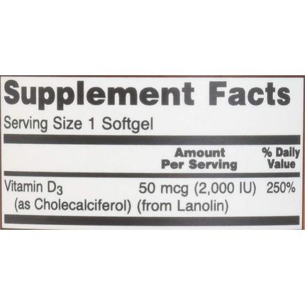 Vitamin D-3 2,000 Iu Softgels 240 Count