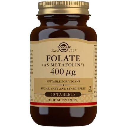 Solgar Folate 400Ug Tablets Supports Blood Formation Helps Reduce Tiredness And Fatigue Wellbeing For Men And Women Vegan