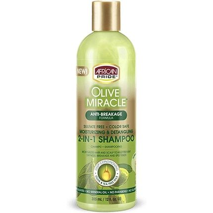 African Pride Olive Miracle Anti Breakage 2 In 1 Shampoo And Conditioner 355Ml