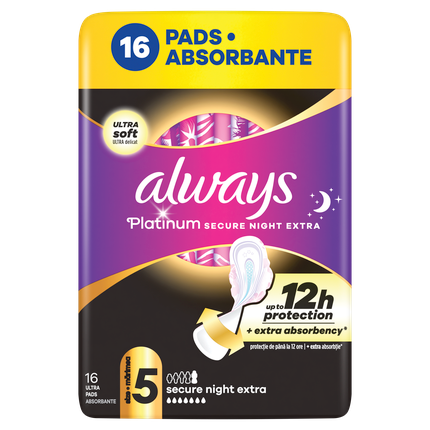 أولويز ألترا بلاتينيوم سيكيور نايت إكسترا جريب 16 منشفة صحية