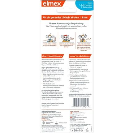 Elmex Baby Dental Care Starter Kit 0-2 Years - Set Of Toothpaste, 2 Toothbrushes, And A Toothbrush Cup For Toddlers - Age-Appropriate Dental Products