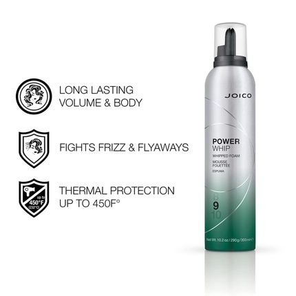 Joico Power Whip Whipped Foam Add Volume & Body Thermal Heat, Humidity, & Pollution Protection 10.2Oz