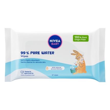 Nivea Baby Moisturizing Wipes Pure Water - 57 Pieces
