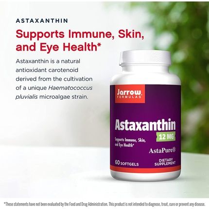 Jarrow Formulas Astaxanthin 12Mg Natural Antioxidant Carotenoid 60 Count - Image 3