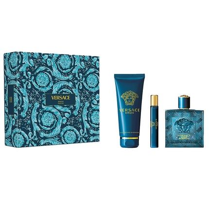 Versace Eros Parfum Set - Includes 100Ml Parfum Spray, 150Ml Shower Gel, And 10Ml Parfum Spray