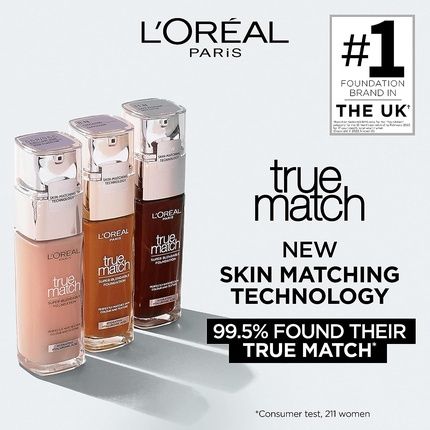 L'Oreal Paris True Match Liquid Foundation Skincare Infused With Hyaluronic Acid Spf 17 6.5W Golden Toffee 30Ml