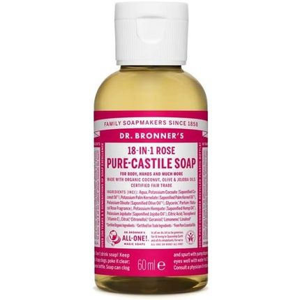 Dr. Bronner'S Rose 18-In-1 Magic Soap Organic Liquid Soap 60Ml