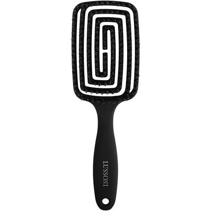 Tb Tools For Beauty Lussoni Labyrinth Flexible Hairbrush For Detangling Wet And Dry Hair Synthetic Bristle Anti-Static Brush Black Large