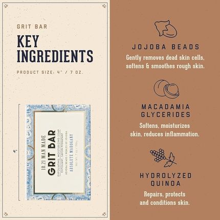 18.21 Man Made Men'S Deep Cleansing Soap Bar 7 Oz Activated Charcoal For Oily/Acne Prone Skin Or Exfoliating Scrub Bar With Jojoba Beads 2 Scents Natural Premium Men'S Grooming Exfoliating Grit Bar - Image 3