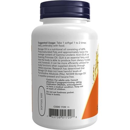 Now Foods Borage Oil 1000Mg 60 Softgels - Image 3