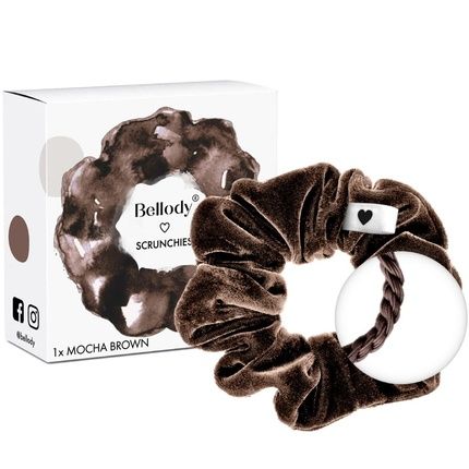 Bellody Velvet Scrunchies - Soft, Strong Hold, Exclusive Colors 1 Piece Mocha Brown