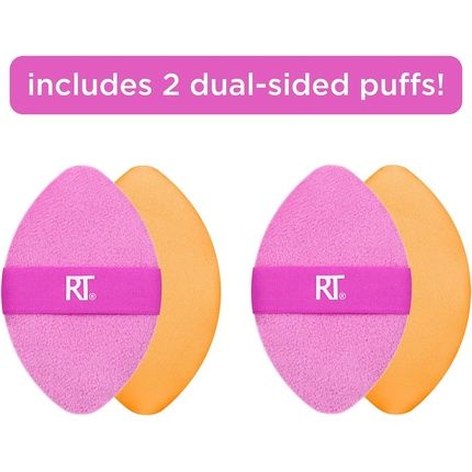Real Techniques Miracle 2-In-1 Powder Puff Dual-Sided Full-Size Makeup Blending Puff Reversible Elastic Band Precision Tip Makeup Sponge & Powder Puff For Liquid Cream & Powder