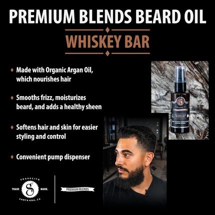 Suavecito Premium Blends Beard Oil Leave-In Conditioner For Softening Hair Hydrating Skin Eliminating Dandruff Healthy Growth Whiskey Bar Fragrance 1 Fl Oz - Image 3