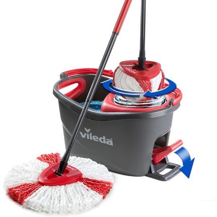 Vileda Easy Wring And Clean Turbo Microfibre Mop And Bucket Set 48.5X27.5X28Cm Grey/Red