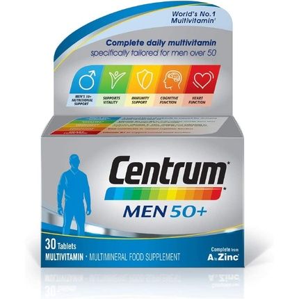 Centrum Men 50+ Multivitamin & Mineral Tablets With 24 Essential Nutrients Including Vitamin D 30 Tablets