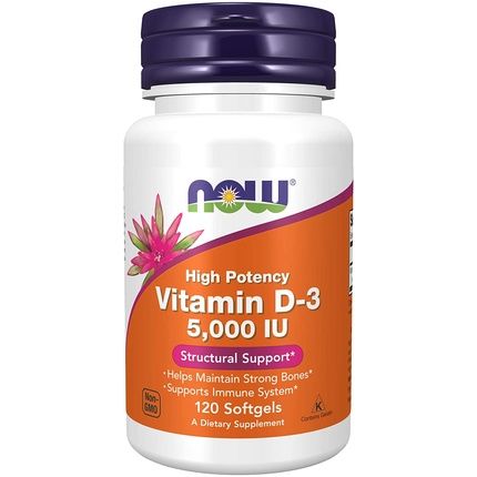 Now Supplements Vitamin D-3 5,000 Iu High Potency Structural Support 120 Softgels
