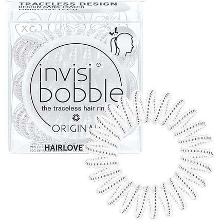 Invisibobble Original Hair Bobbles 3X Silver Spiral Transparent Women'S Hair